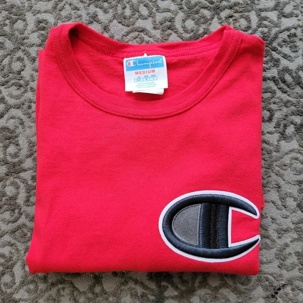 Champion Men's Red Heritage Embroidered Logo Short Sleeve Tee Size M - Picture 7 of 7